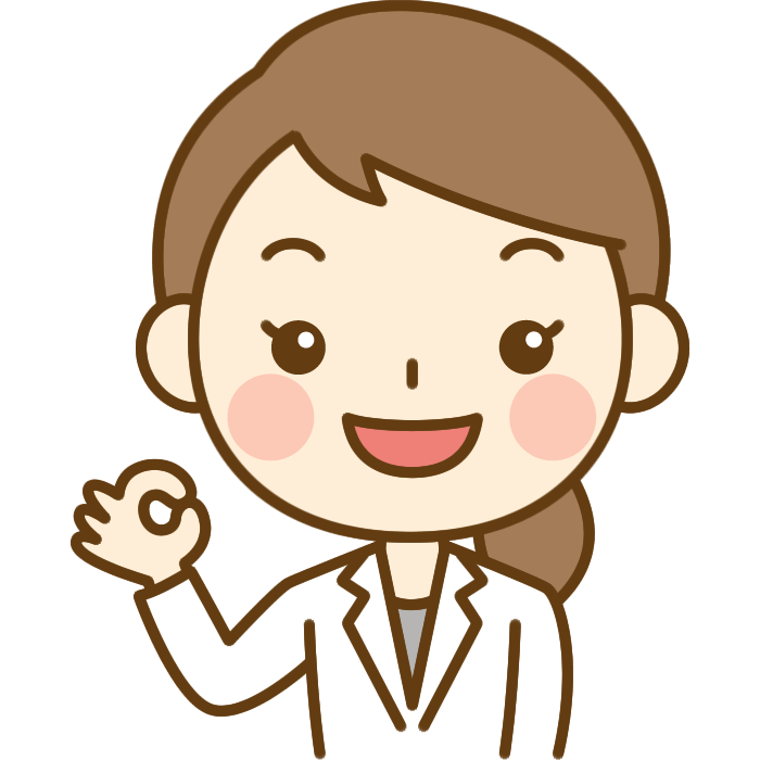 OKポーズをする女性医師（医者）のイラスト