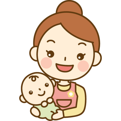 赤ちゃんを抱っこする保育士のイラスト