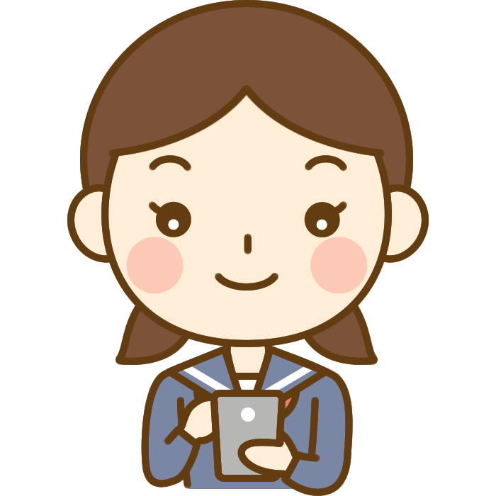 スマホを操作する女子中学生のイラスト