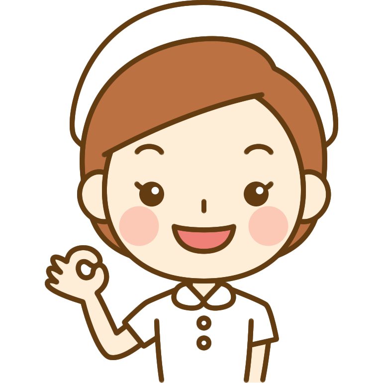 OKポーズをする看護師（ナース）のイラスト＜白の白衣＞